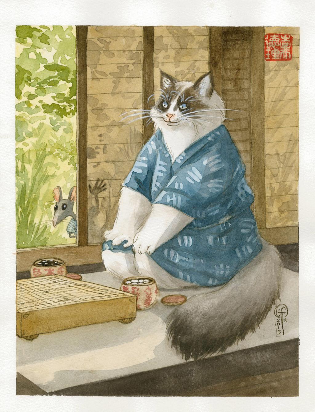 illustration originale - Le Monde selon Raoul - Frédéric Saurel - Aquarelle et encre de Chine sur papier - 2687