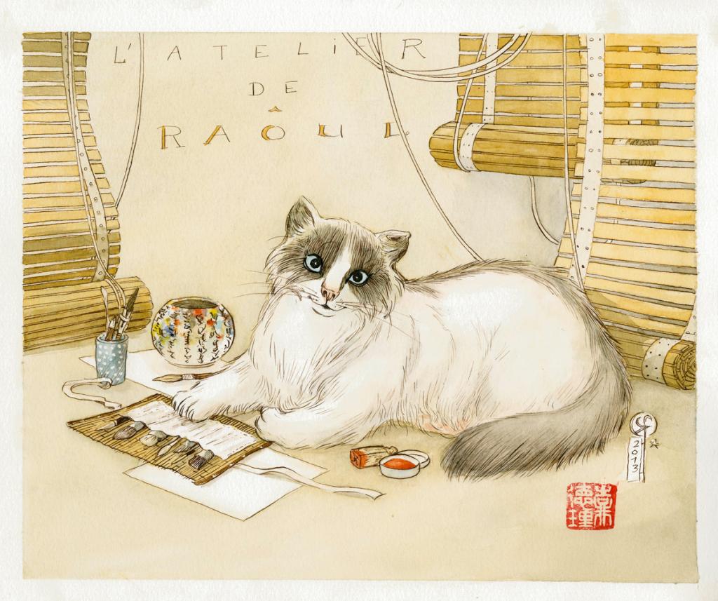 illustration originale - Le Monde selon Raoul - Frédéric Saurel - Aquarelle et encre de Chine sur papier - 2688