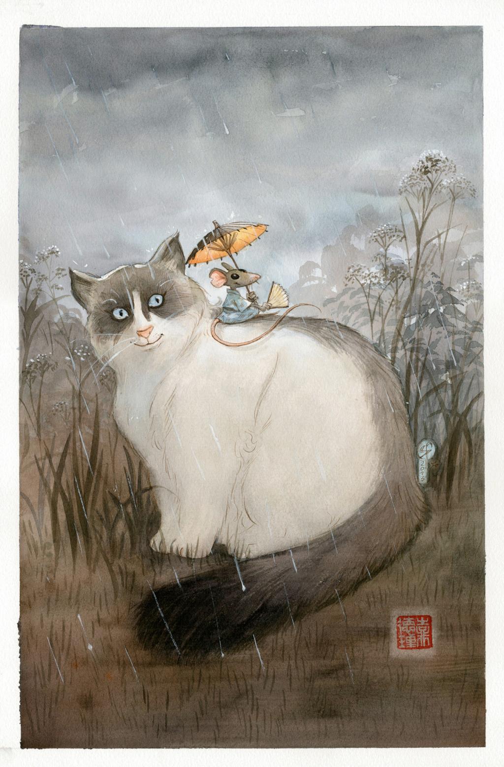 illustration originale - Le Monde selon Raoul - Frédéric Saurel - Aquarelle et encre de Chine sur papier - 2686