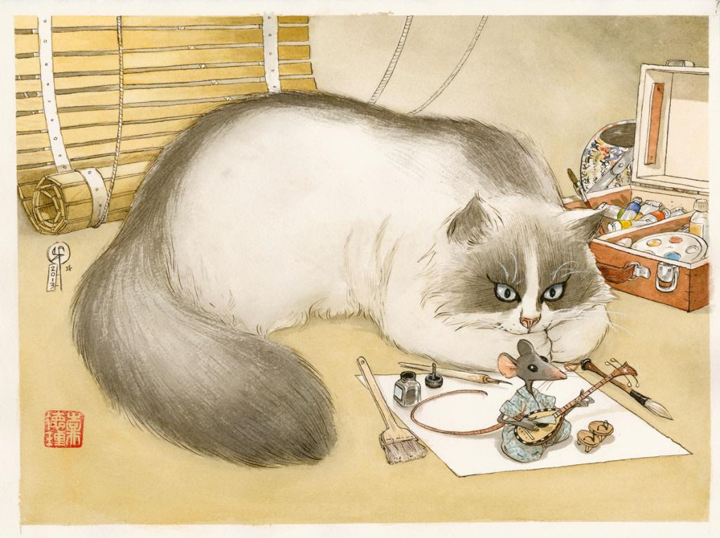 illustration originale - Le Monde selon Raoul - Frédéric Saurel - Aquarelle et encre de Chine sur papier - 2684