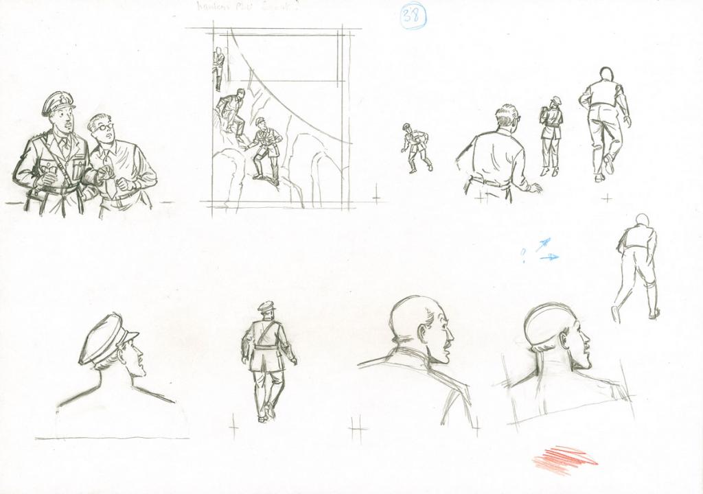 études de cases et personnages - Antoine Aubin - Crayon noir - 2868