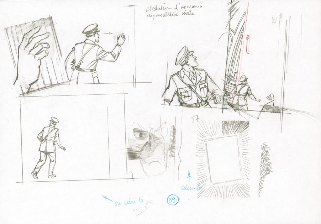 études de cases et personnages - Antoine Aubin - Crayon noir - 2867