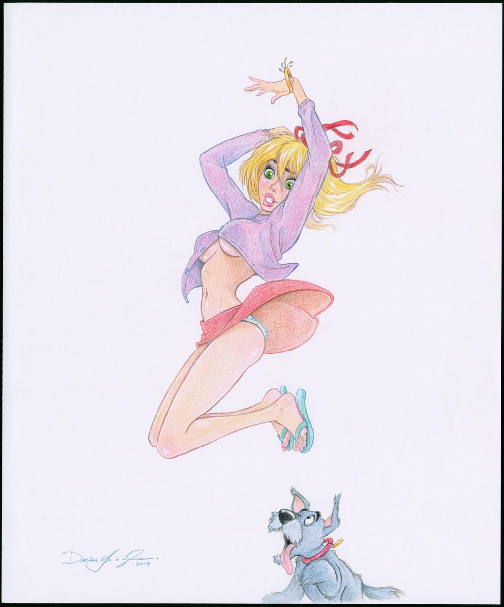 Mandy & Skoots "bounce - Dean Yeagle - Crayon de couleur sur papier - 5812