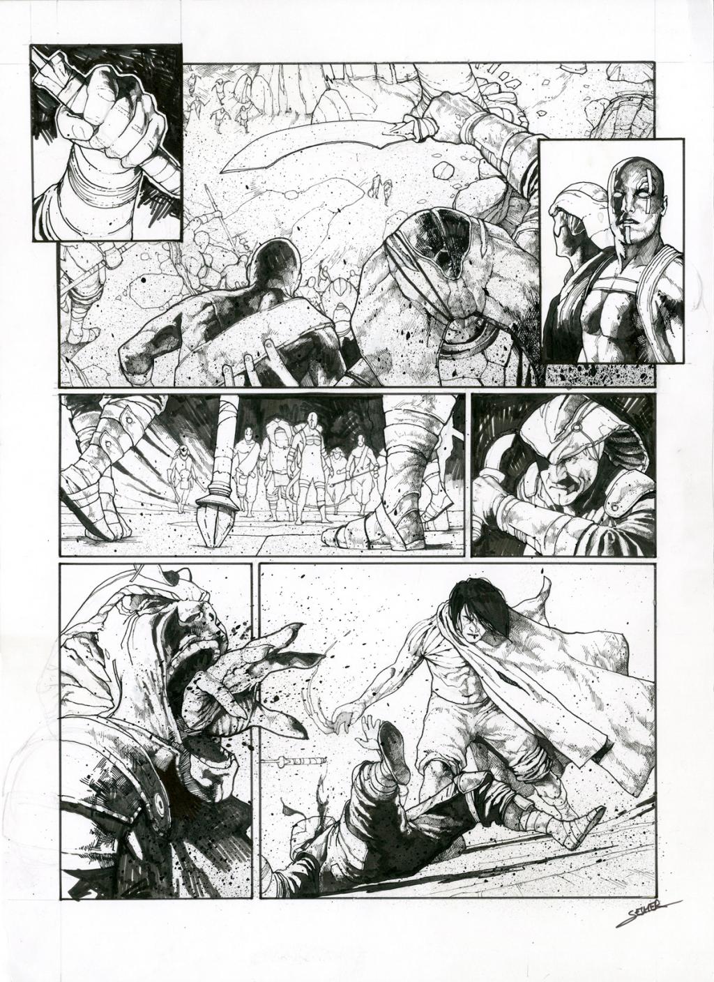 Planche originale - Valentin Sécher - Encre de Chine et gouache blanche sur papier - 2892