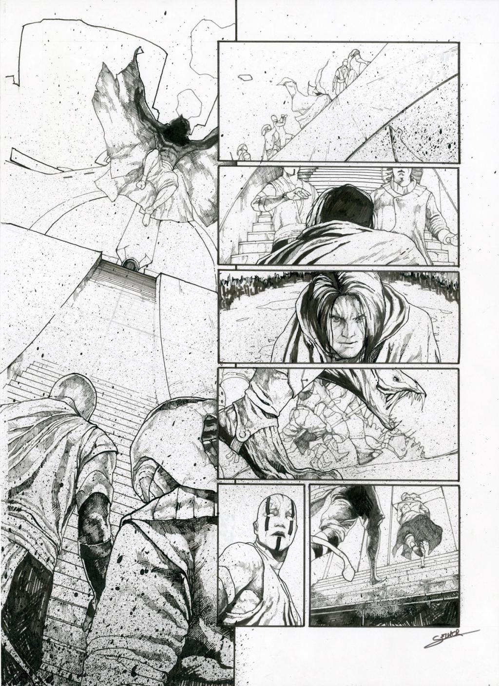 Planche originale - Valentin Sécher - Encre de Chine et gouache blanche sur papier - 2891