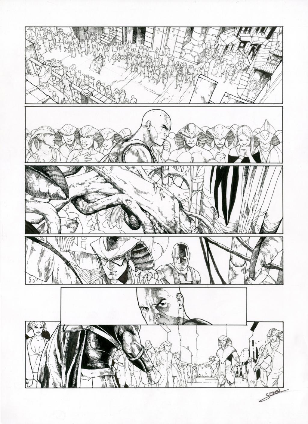 Planche originale - Valentin Sécher - Encre de Chine et gouache blanche sur papier - 2889