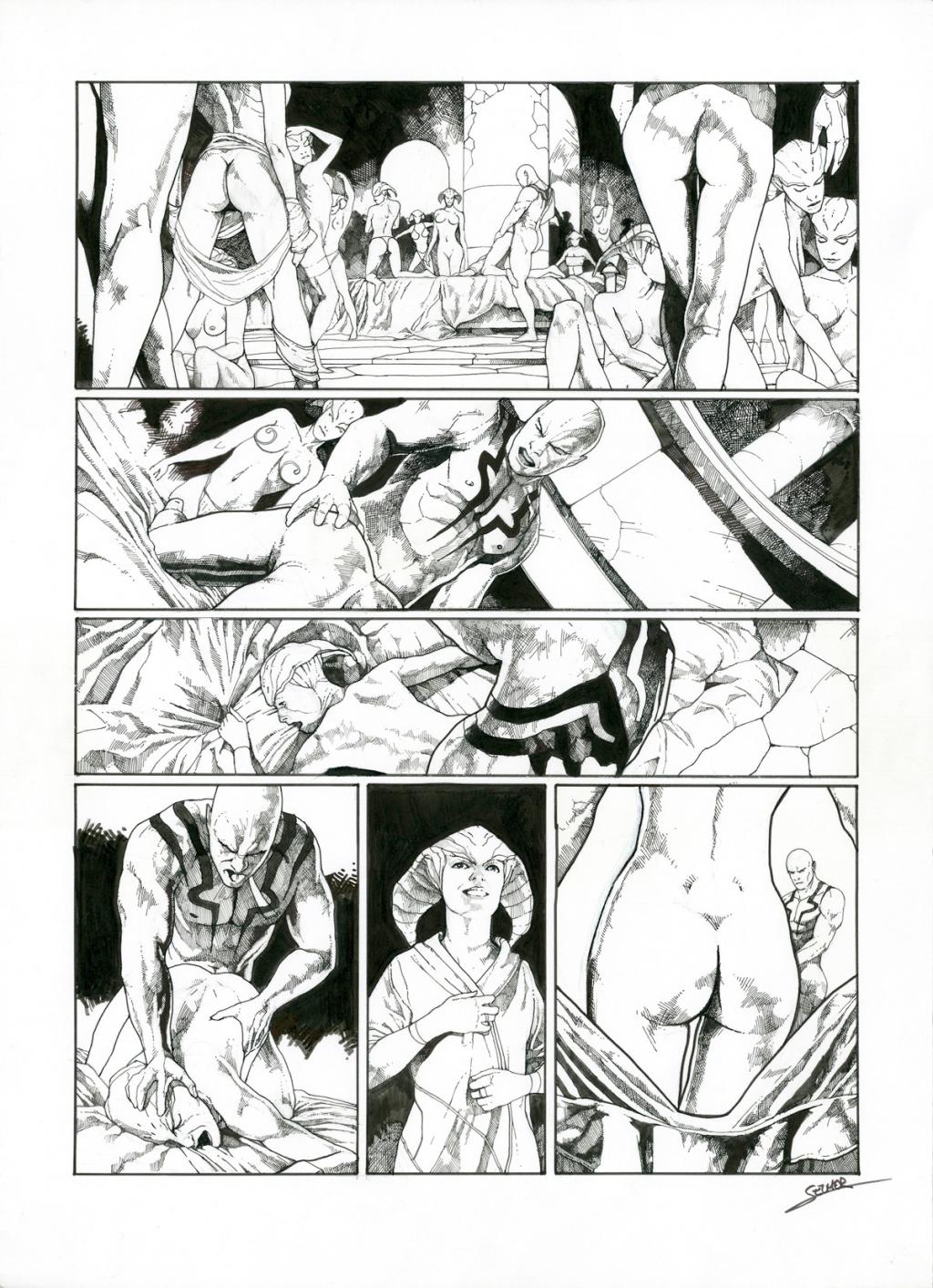 Planche originale - Valentin Sécher - Encre de Chine et gouache blanche sur papier - 3305