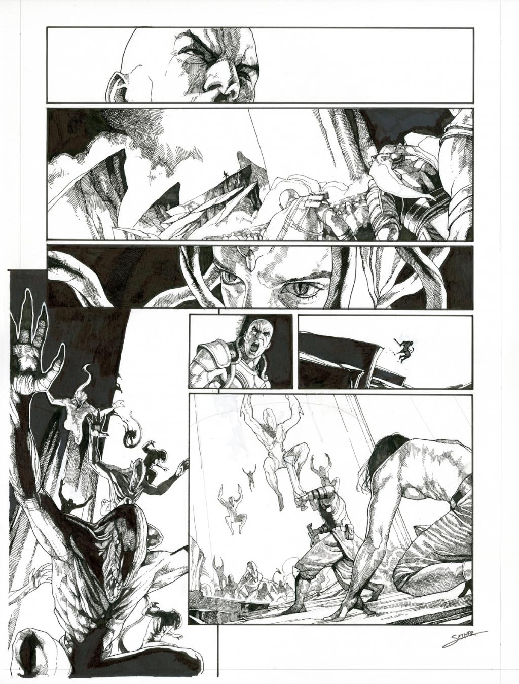 Planche originale - Valentin Sécher - Encre de Chine et gouache blanche sur papier - 2888