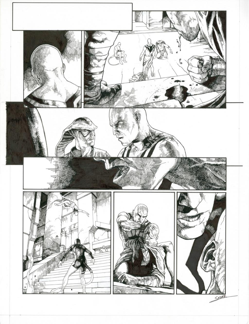 Planche originale - Valentin Sécher - Encre de Chine et gouache blanche sur papier - 2887