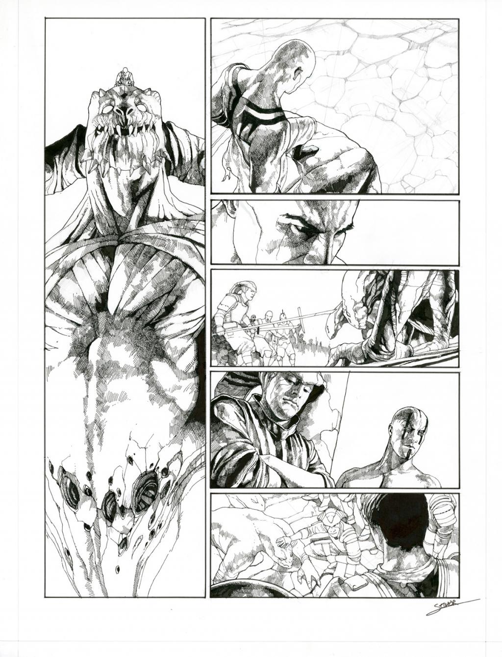 Planche originale - Valentin Sécher - Encre de Chine et gouache blanche sur papier - 2886