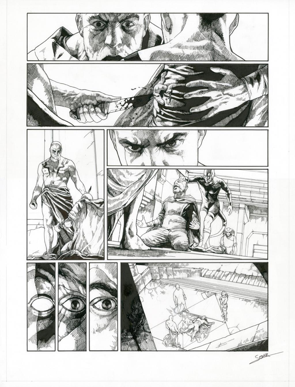 Planche originale - Valentin Sécher - Encre de Chine et gouache blanche sur papier - 2885