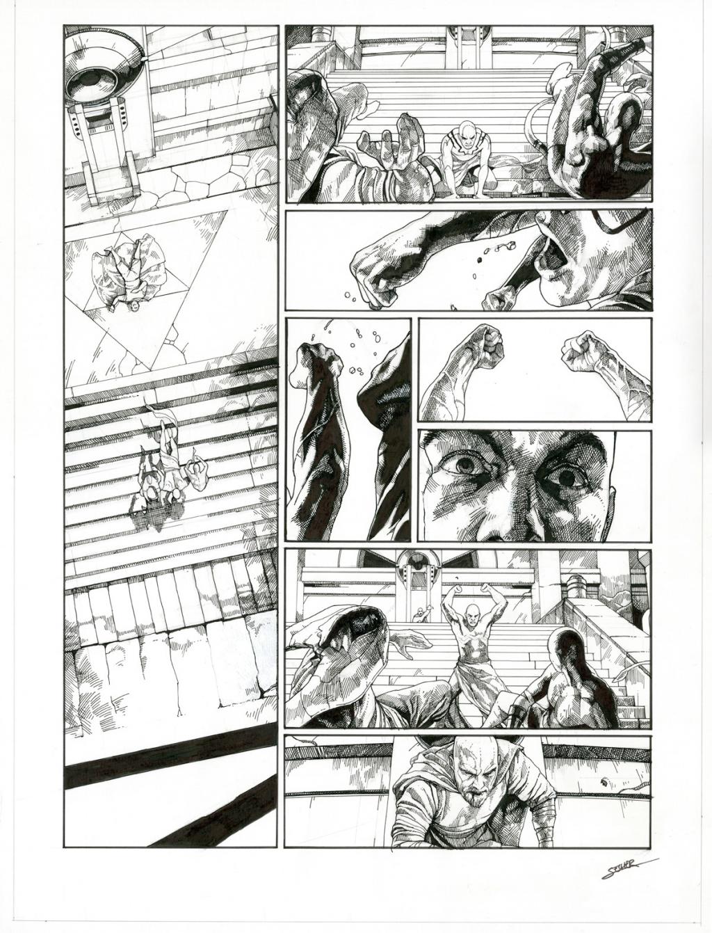 Planche originale - Valentin Sécher - Encre de Chine et gouache blanche sur papier - 2883