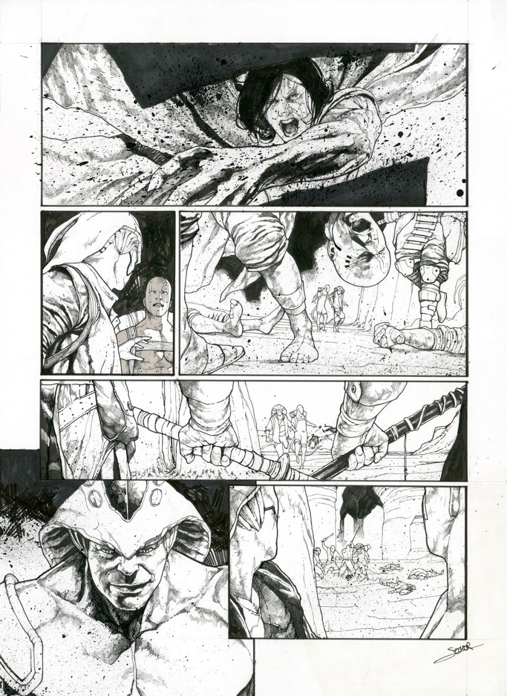 Planche originale - Valentin Sécher - Encre de Chine et gouache blanche sur papier - 2882