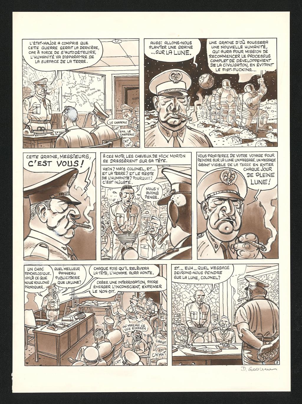 Planche originale n°3 de l'histoire Voyage au bout de la lune - Daniel Goossens - Encre de Chine et lavis sur papier - 5431