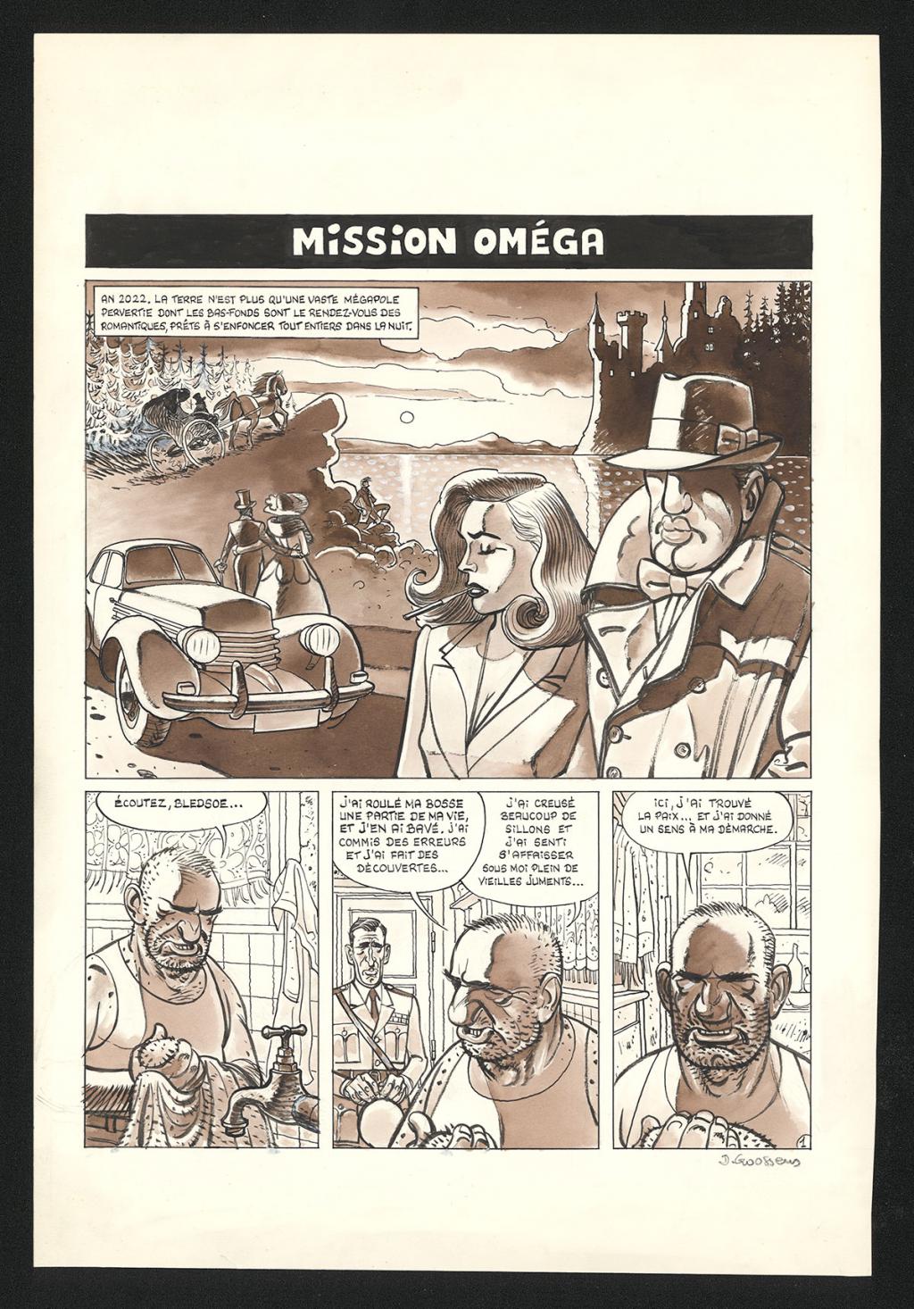 Planche originale n°1 pour l'histoire Mission Oméga - Daniel Goossens - Encre de Chine et lavis sur papier - 5429