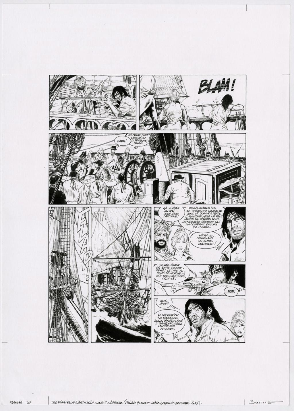 Planche originale - la 3ème case, la carte est une photocopie - Franck Bonnet - Encre de Chine sur papier - 2955