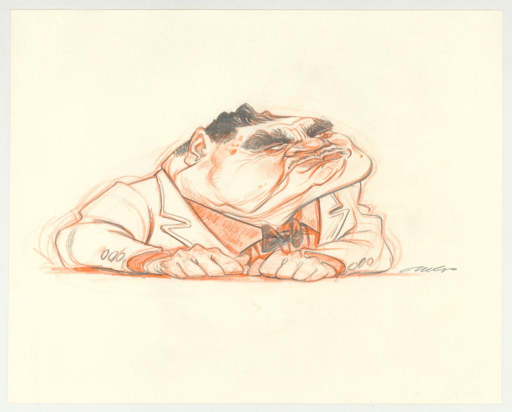 illustration originale intitulée "Mafieux - Wouter Tulp - Mine de plomb et crayon de couleur - 3078