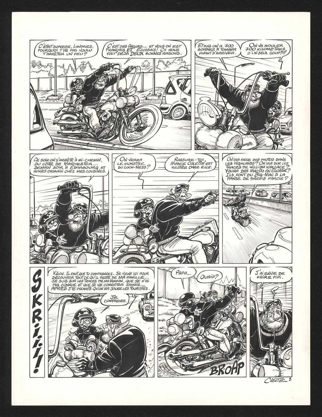 Planche originale n°3 de l'histoire Dressed to kilt - Coyote - Encre de Chine sur papier - 5425