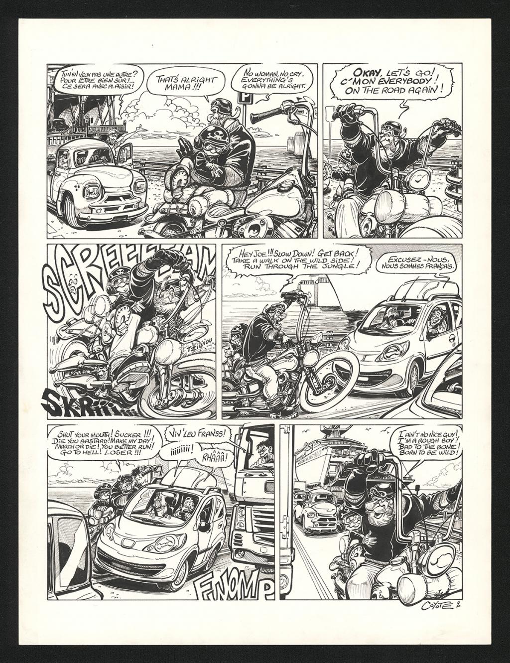 Planche originale n°2 de l'histoire Dressed to kilt - Coyote - Encre de Chine sur papier - 5424