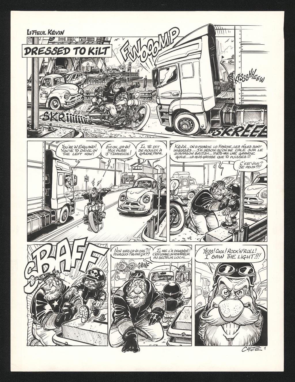 Planche originale n°1 de l'histoire Dressed to kilt - Coyote - Encre de Chine sur papier - 5767