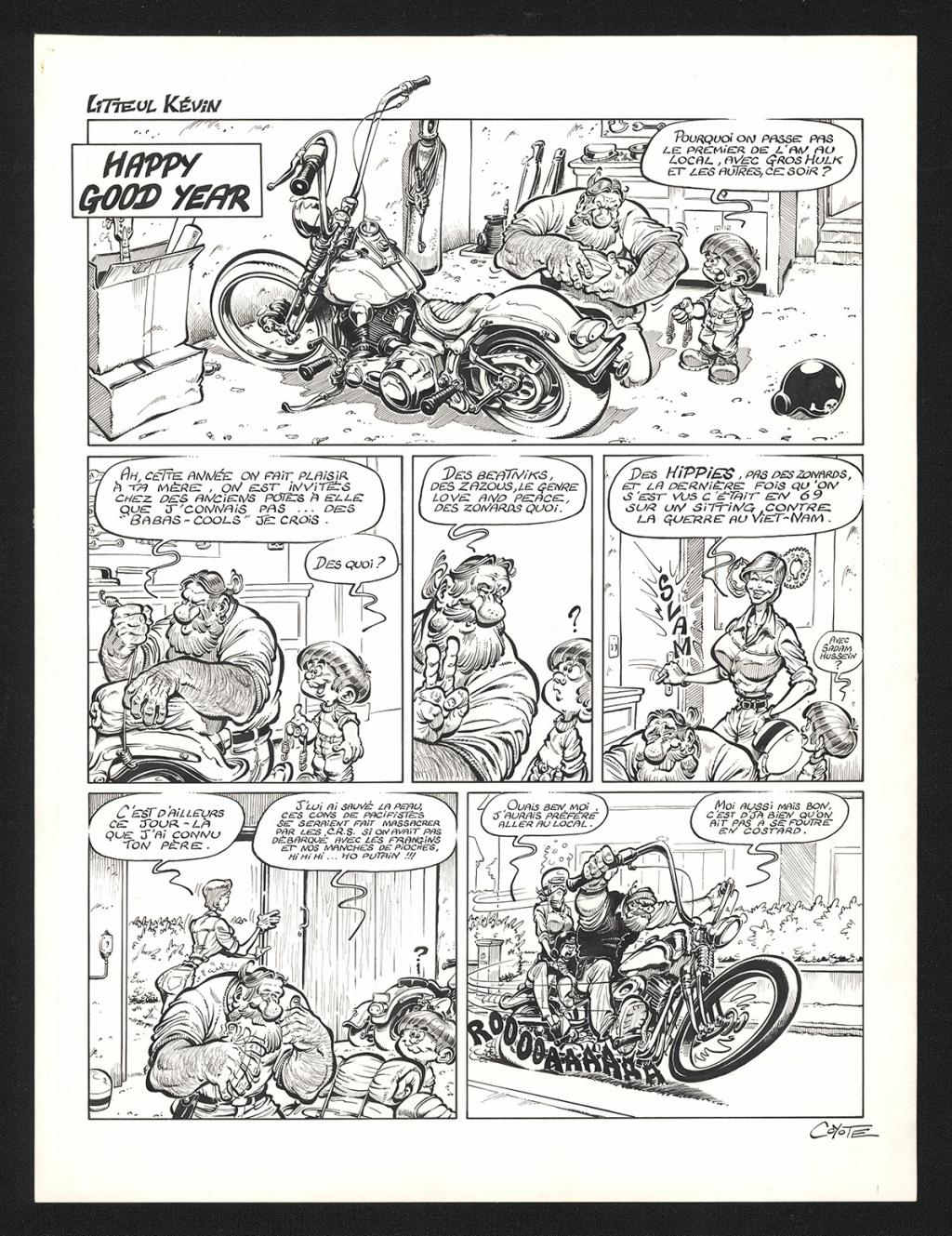 Planche originale n°1 de l'histoire Happy good year - Coyote - Encre de Chine sur papier - 5422