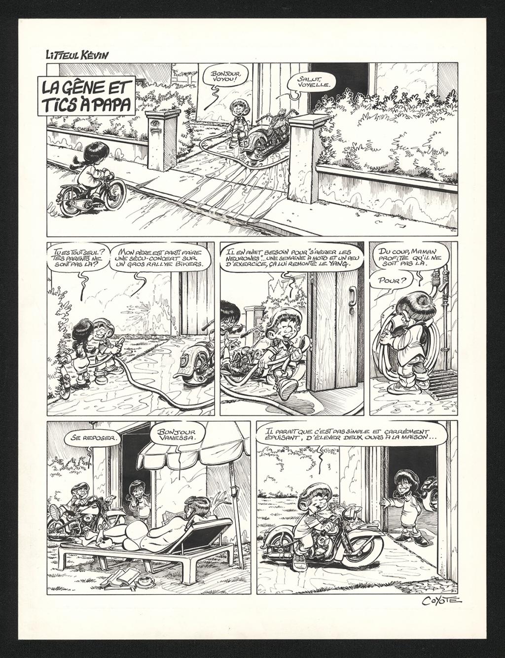 Planche originale n°1 de l'histoire La gêne et tics à papa - Coyote - Encre de Chine sur papier - 5421