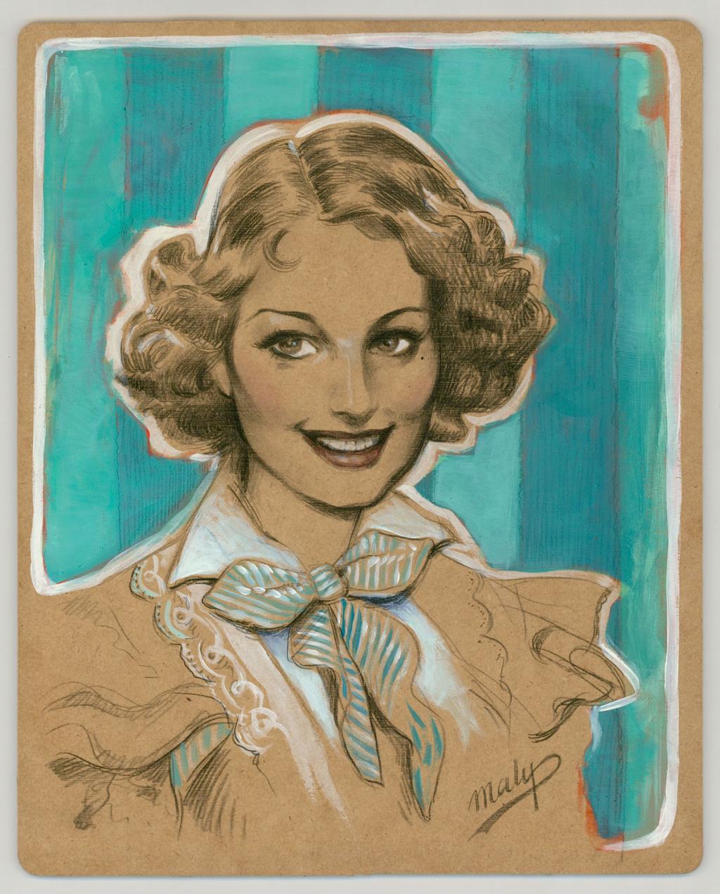 Illustration originale - Maly Siri - Mine de plomb et pastel sur papier - 3157