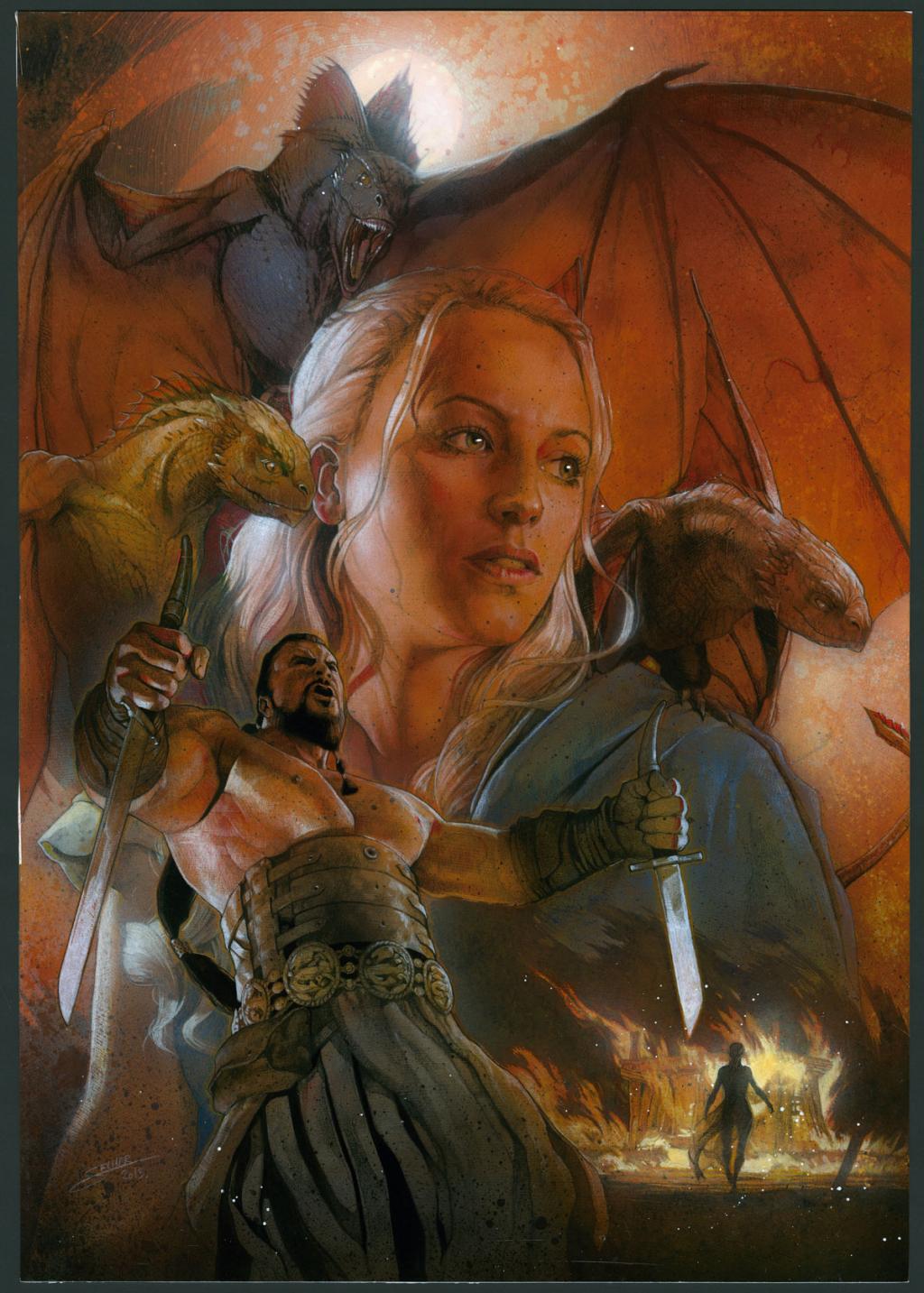 Couverture originale de la bd néerlandaise de Games of Throne - édité par Dark Dragon Books - Valentin Sécher - Acrylique sur carton - 3289