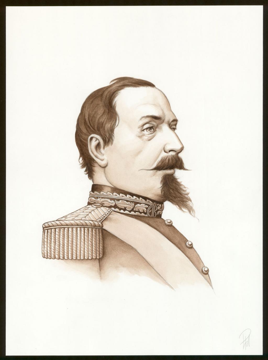 Illustration originale 27 - Napoléon III - Laurent Paturaud - Aquarelle et crayon de couleur sur papier - 3394