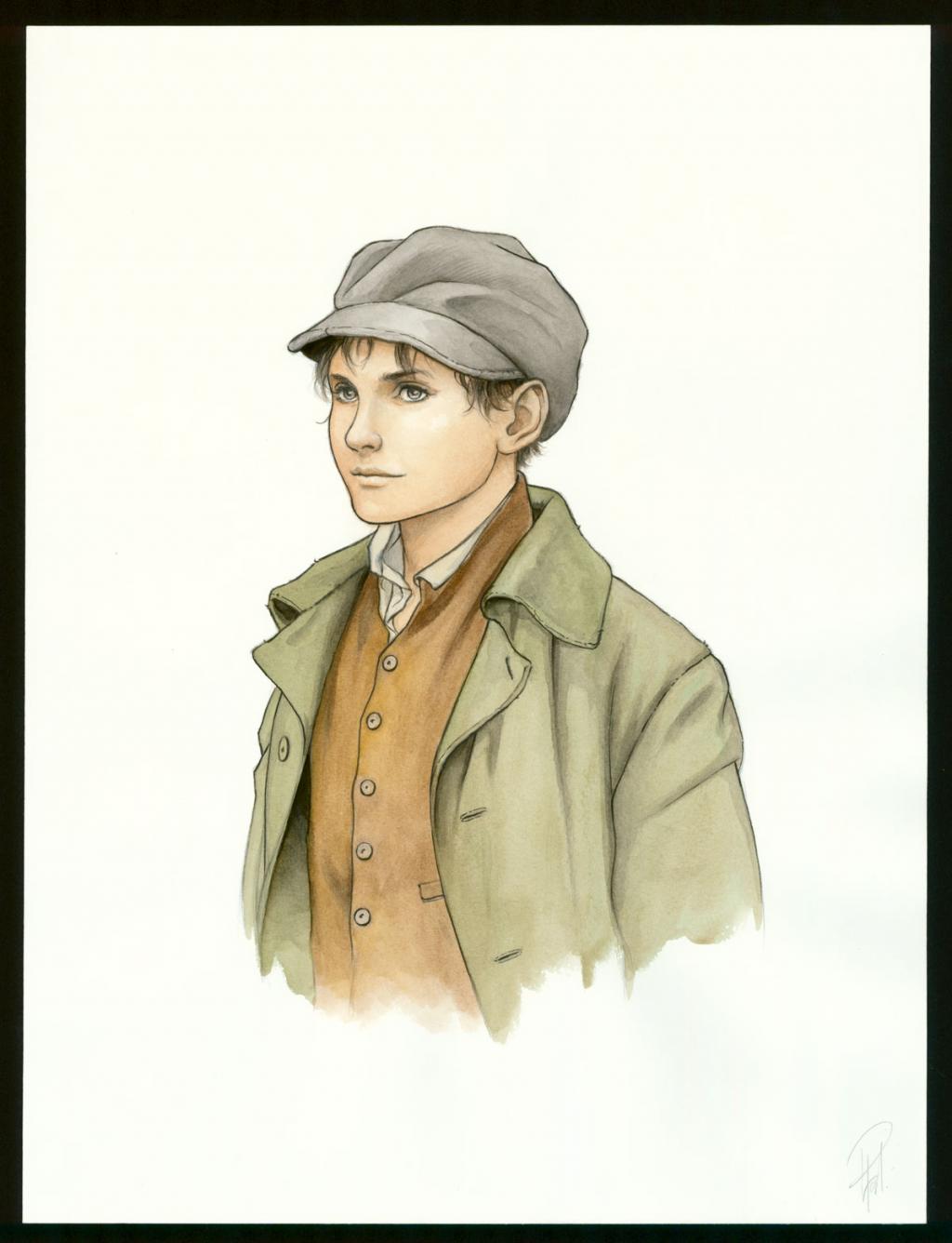 Illustration originale - Portrait de Gavroche - Laurent Paturaud - Aquarelle et crayon de couleur sur papier - 3389