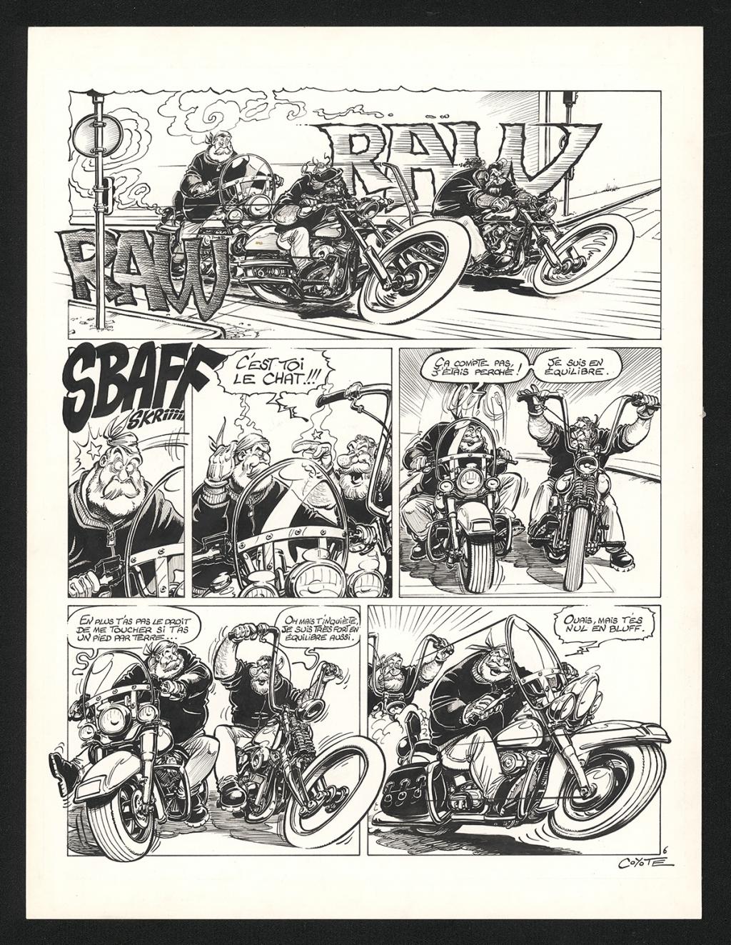 Planche originale n°6 de l'histoire Le dernier des mots est con - Coyote - Encre de Chine sur papier - 5806