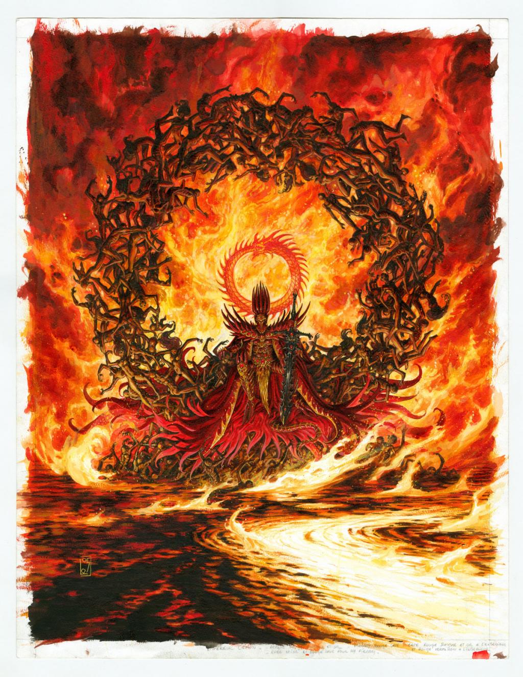 Illustration originale Le Souverain de l'Enfer pour le jeu vidéo Heroes of Might and Magic 5 en 2007 édité par Ubisoft, publiée dans l'ouvrage Olivier Ledroit - Olivier Ledroit - Encre de Chine, encre de couleur et crayon - 3256