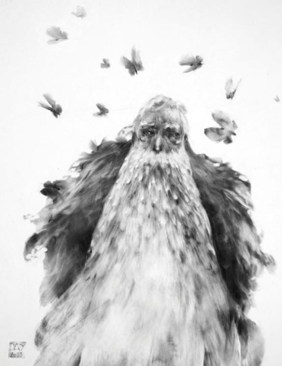 hommage à Merlin - Alexandre Day - graphite sur médium - 2948