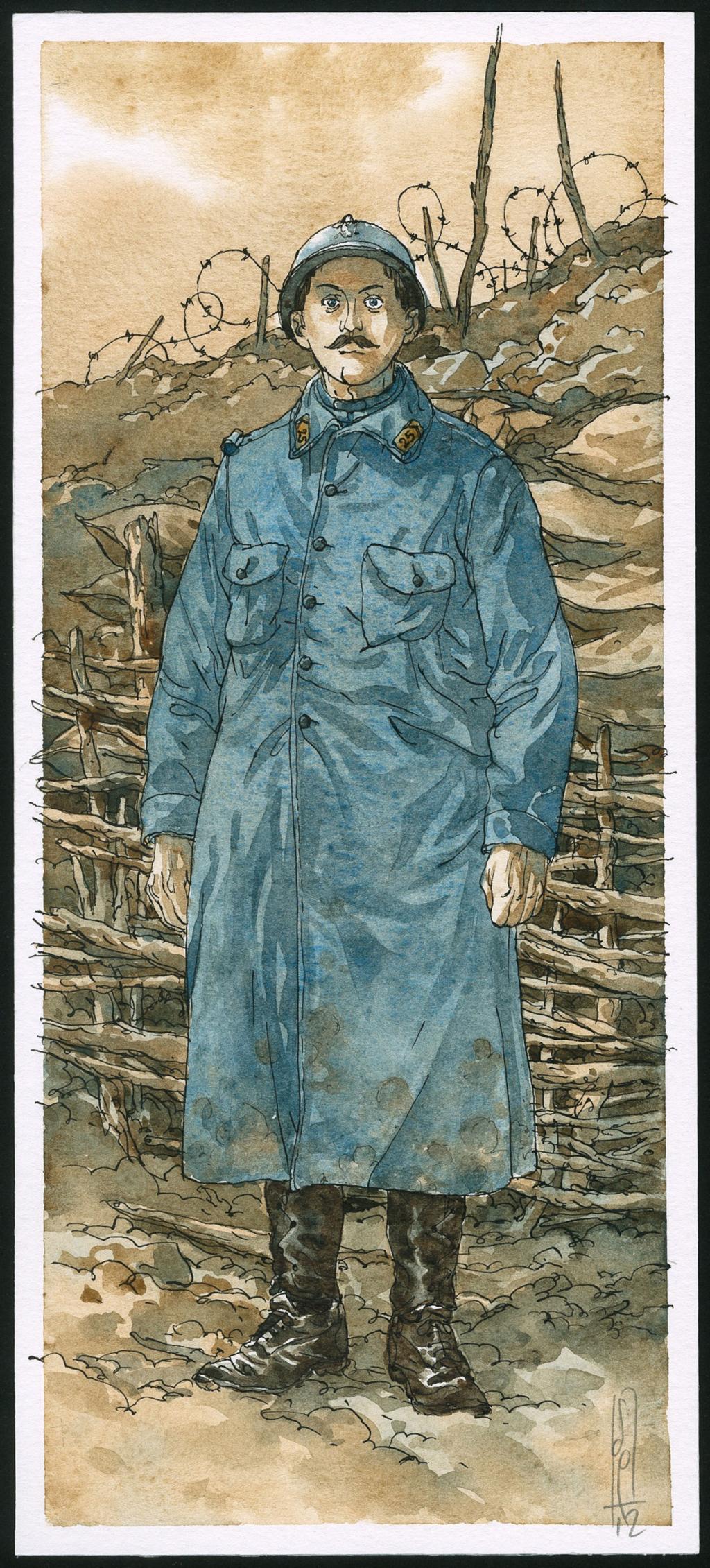 Illustration originale - portrait pour le musée Albert Somme - Maël - Encre de Chine et encre de couleur sur papier - 5416