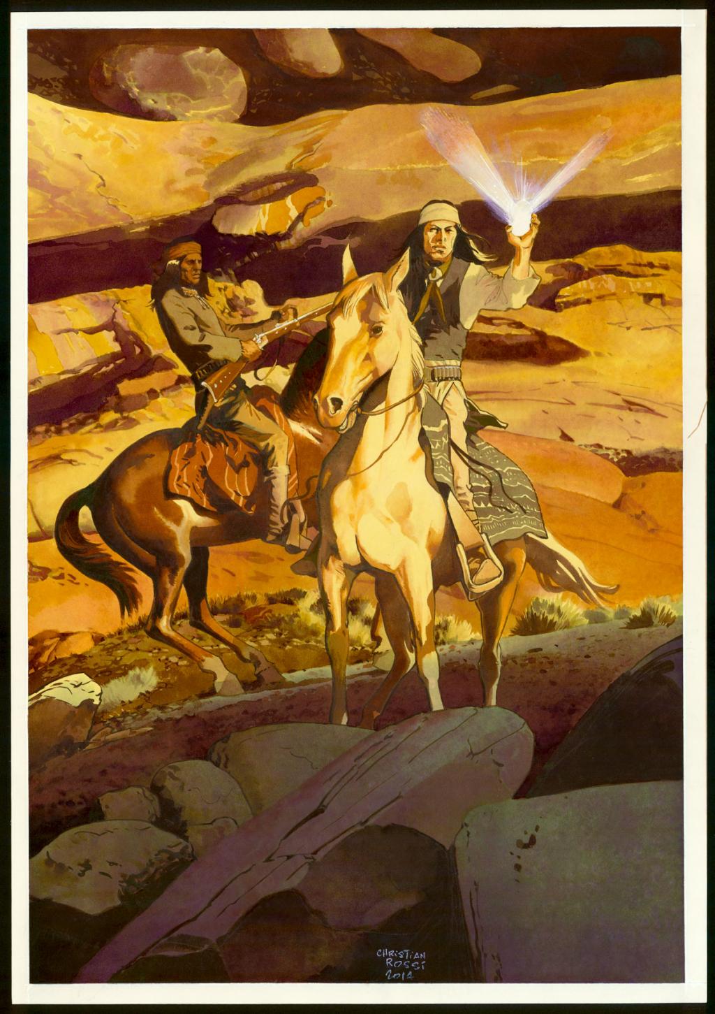 Illustration originale inédite, "Miroir - Christian Rossi - Aquarelle sur papier - 3491