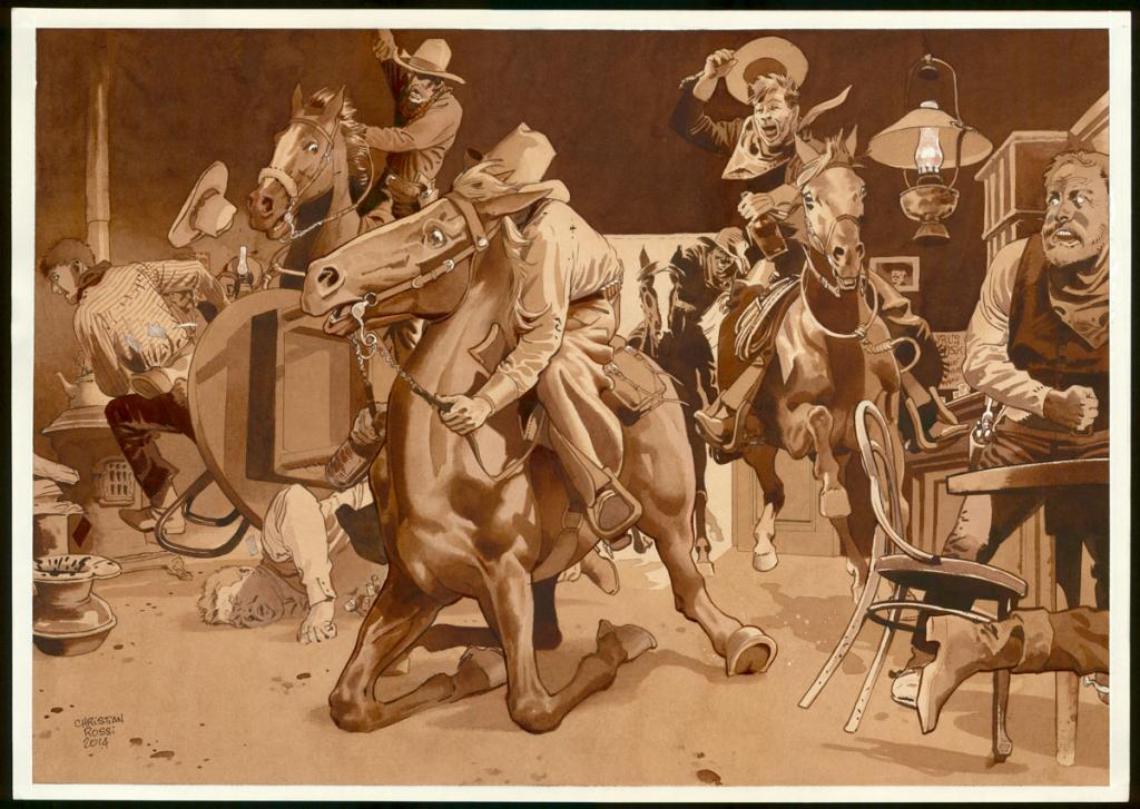 Illustration originale inédite, "Abilène - Christian Rossi - Aquarelle sur papier - 3533