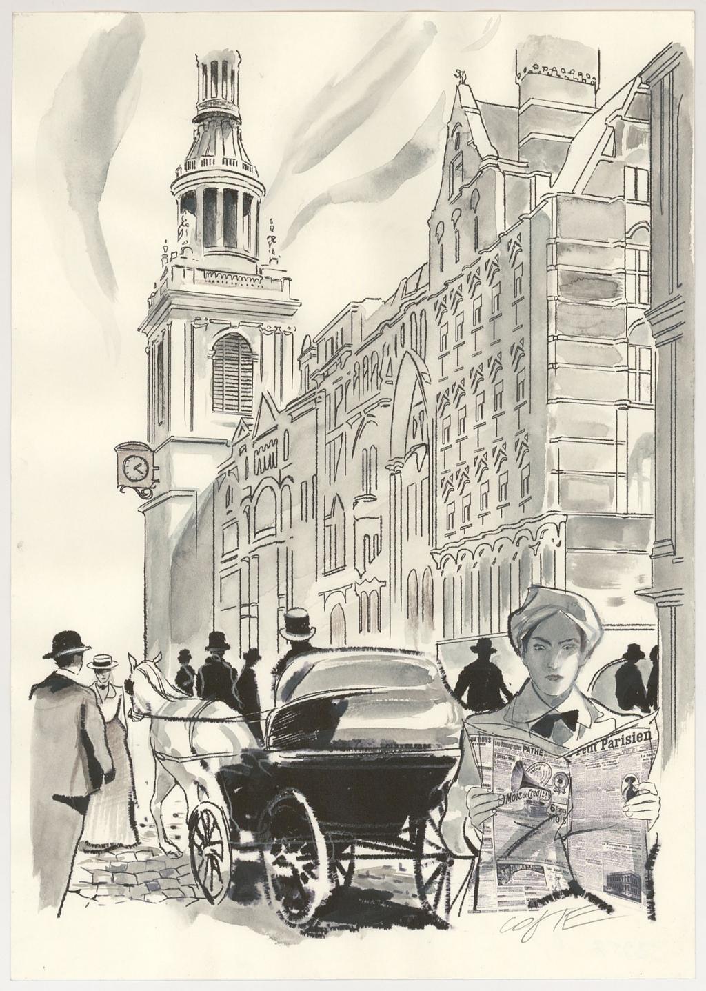 Illustration originale pour la planche originale 38 - Xavier Coste - Technique mixte - 3062