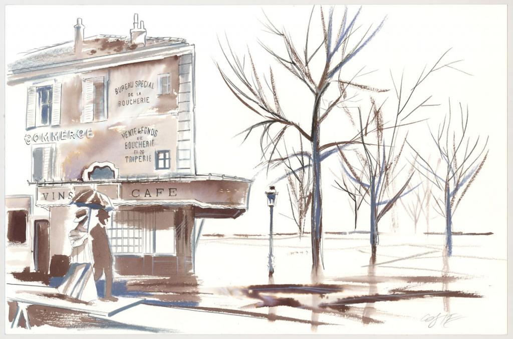 Illustration originale pour la double planche originale 68-68 - Xavier Coste - Technique mixte - 3066