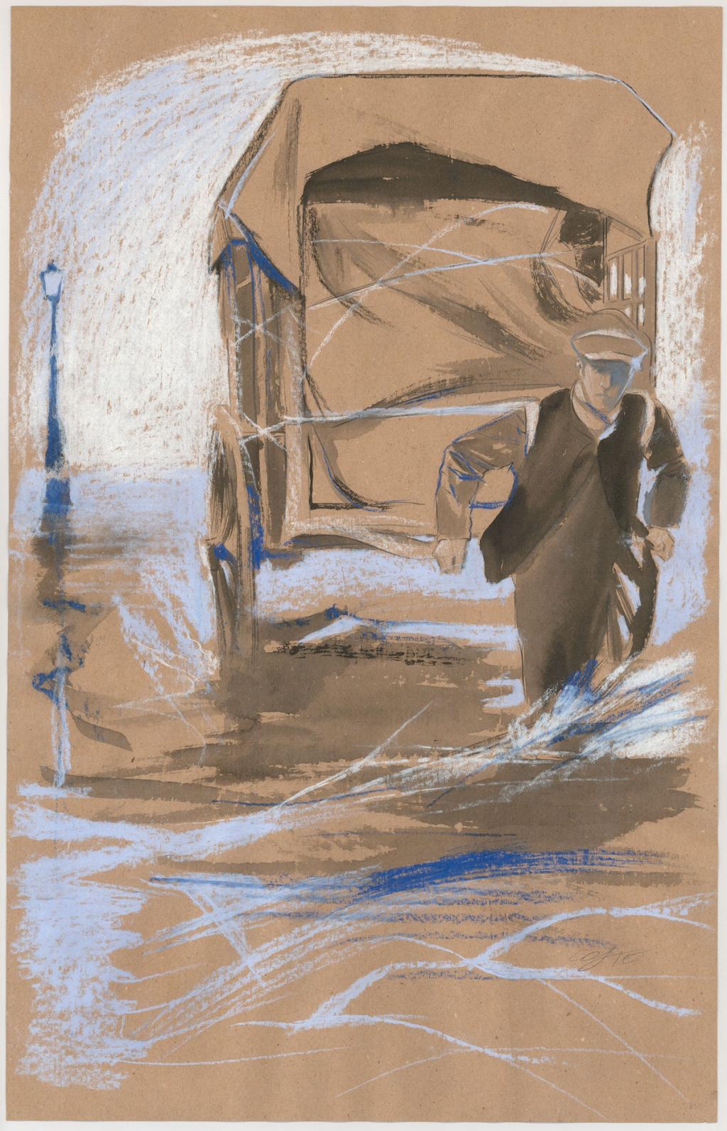 Illustration originale pour le dossier de la bd à la page 71 - Xavier Coste - Technique mixte - 3068