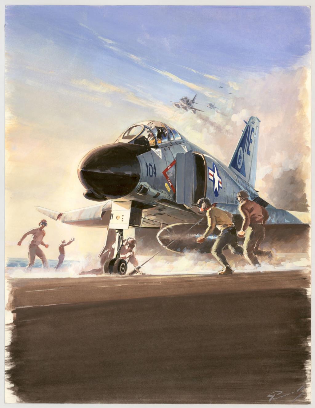 illustration originale intitulée "F4 Phantom - Lucio Perinotto - Acrylique sur papier - 3046