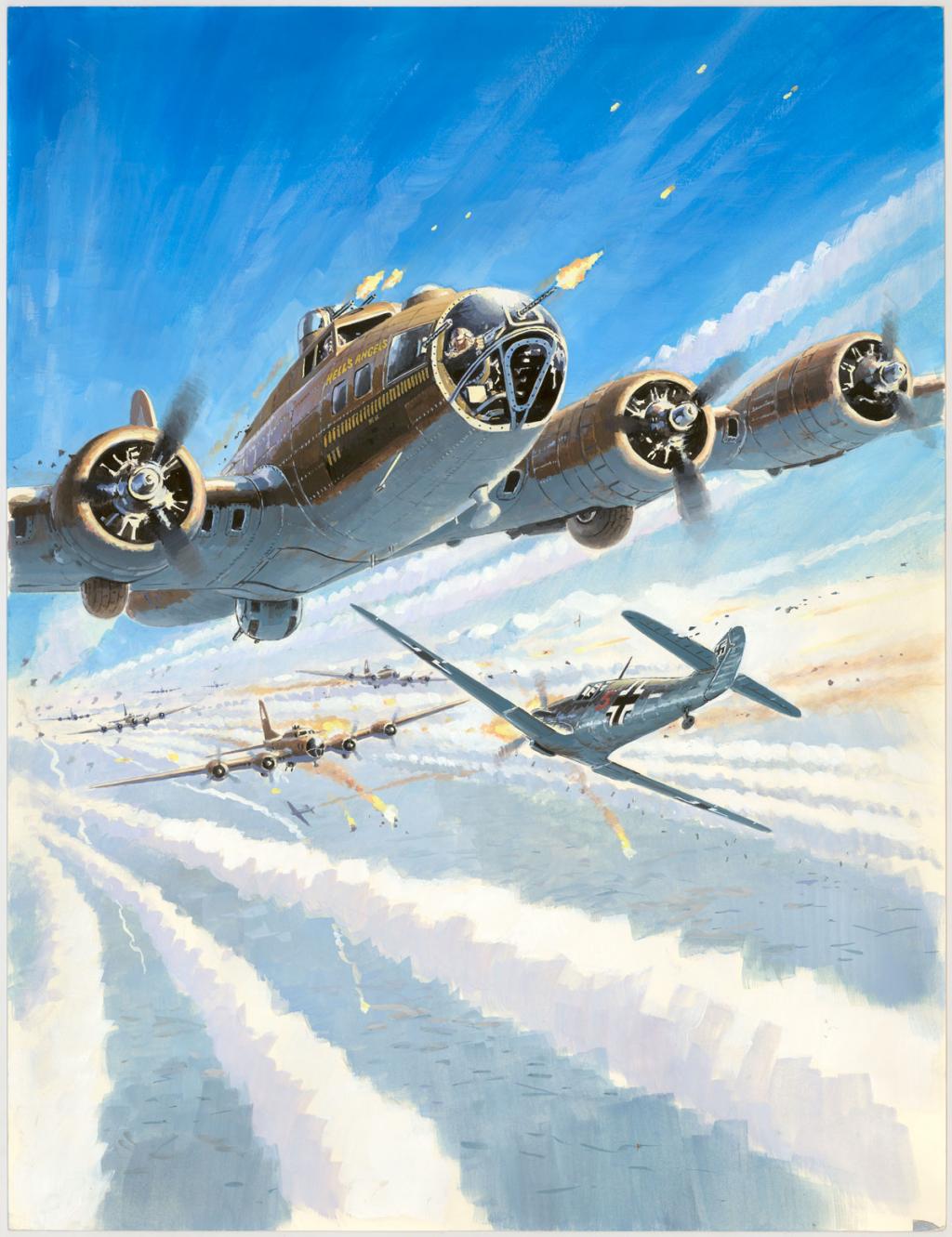 illustration originale intitulée "B-17 - Lucio Perinotto - Acrylique sur papier - 3052