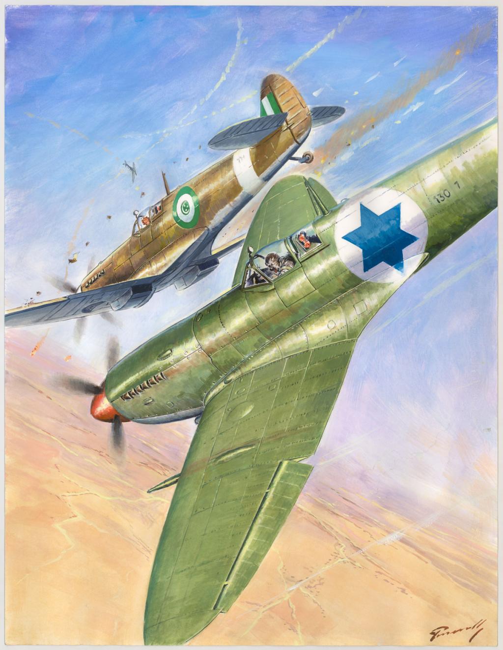 illustration originale intitulée "Spitfires - Lucio Perinotto - Acrylique sur papier - 3056