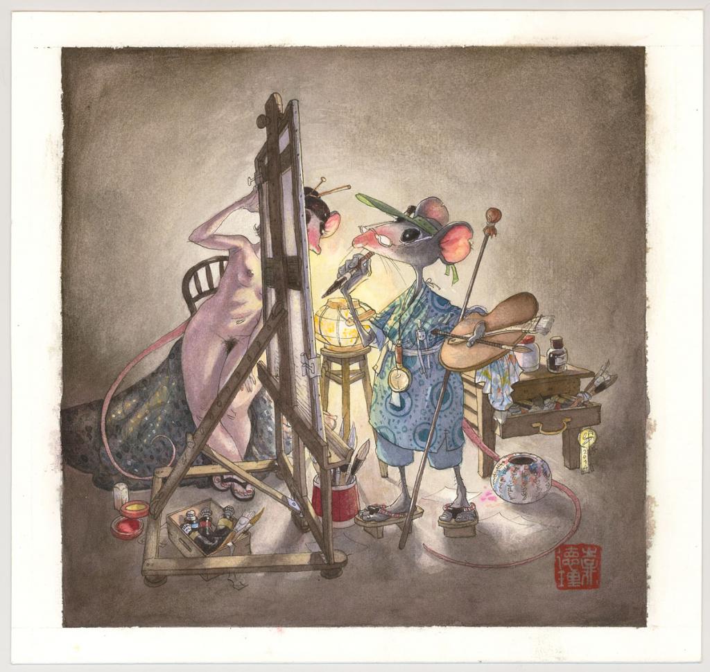 illustration originale - boulot boulot - Frédéric Saurel - Aquarelle et encre de Chine sur papier - 3164