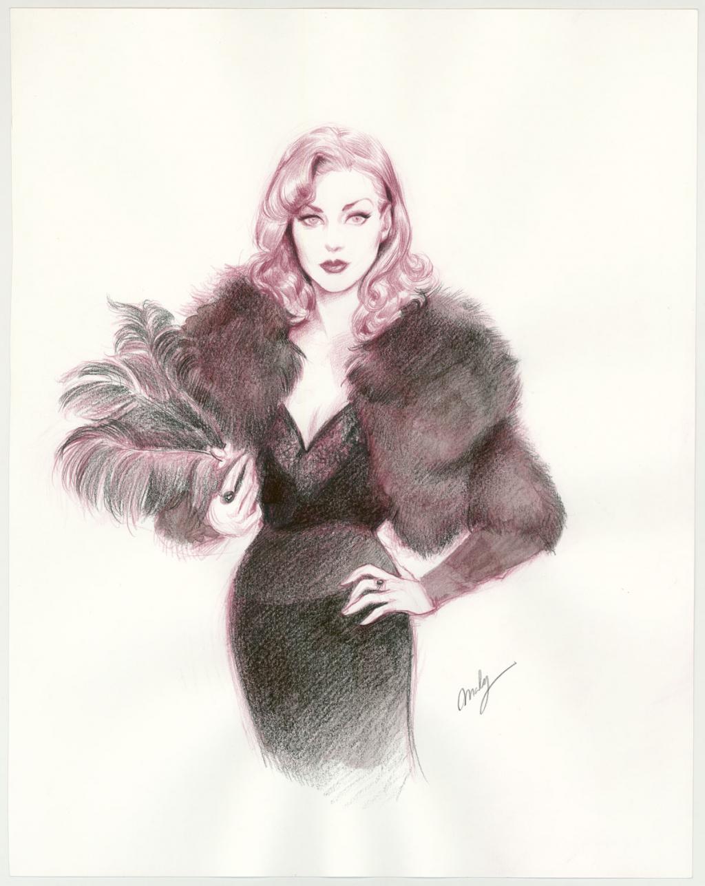 Illustration originale intitulée "Ivana Greta : like a warrior - Maly Siri - Crayon sur papier - 3090