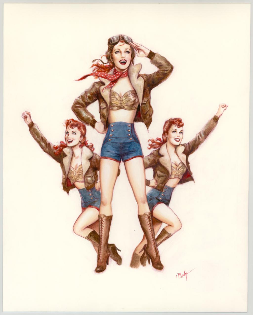 Illustration originale intitulée "Rosswell propaganda poster - Maly Siri - Crayon brun et aquarelle  - 3106