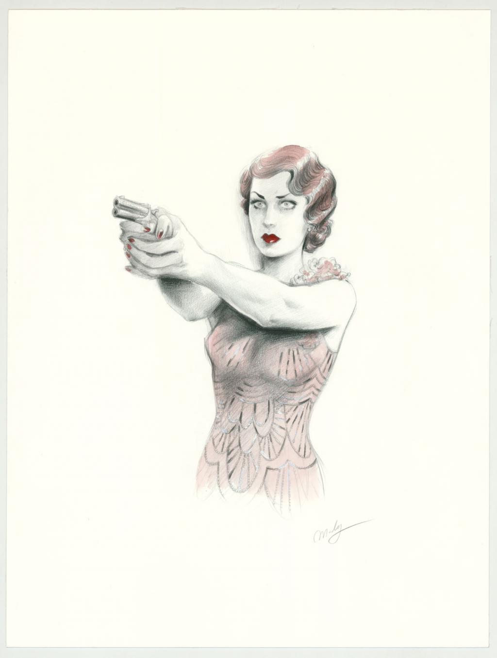 illustration originale intitulée "Lana Van Harn - Maly Siri - Crayon brun et aquarelle  - 3110