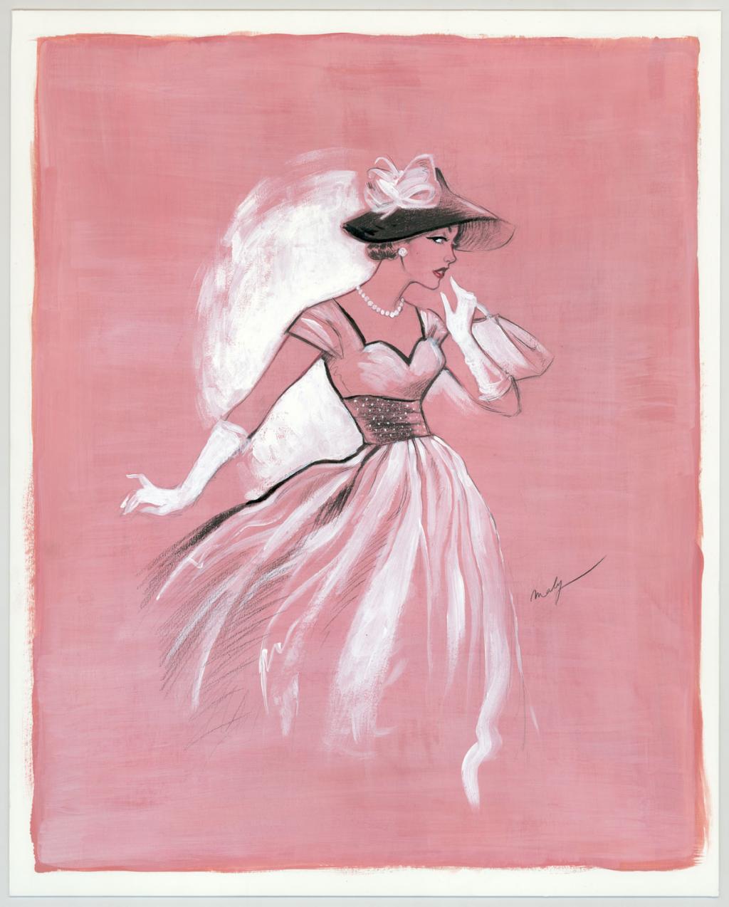 illustration originale intitulée "Une petite Parisienne - Maly Siri - Acrylique et pierre noire - 3111