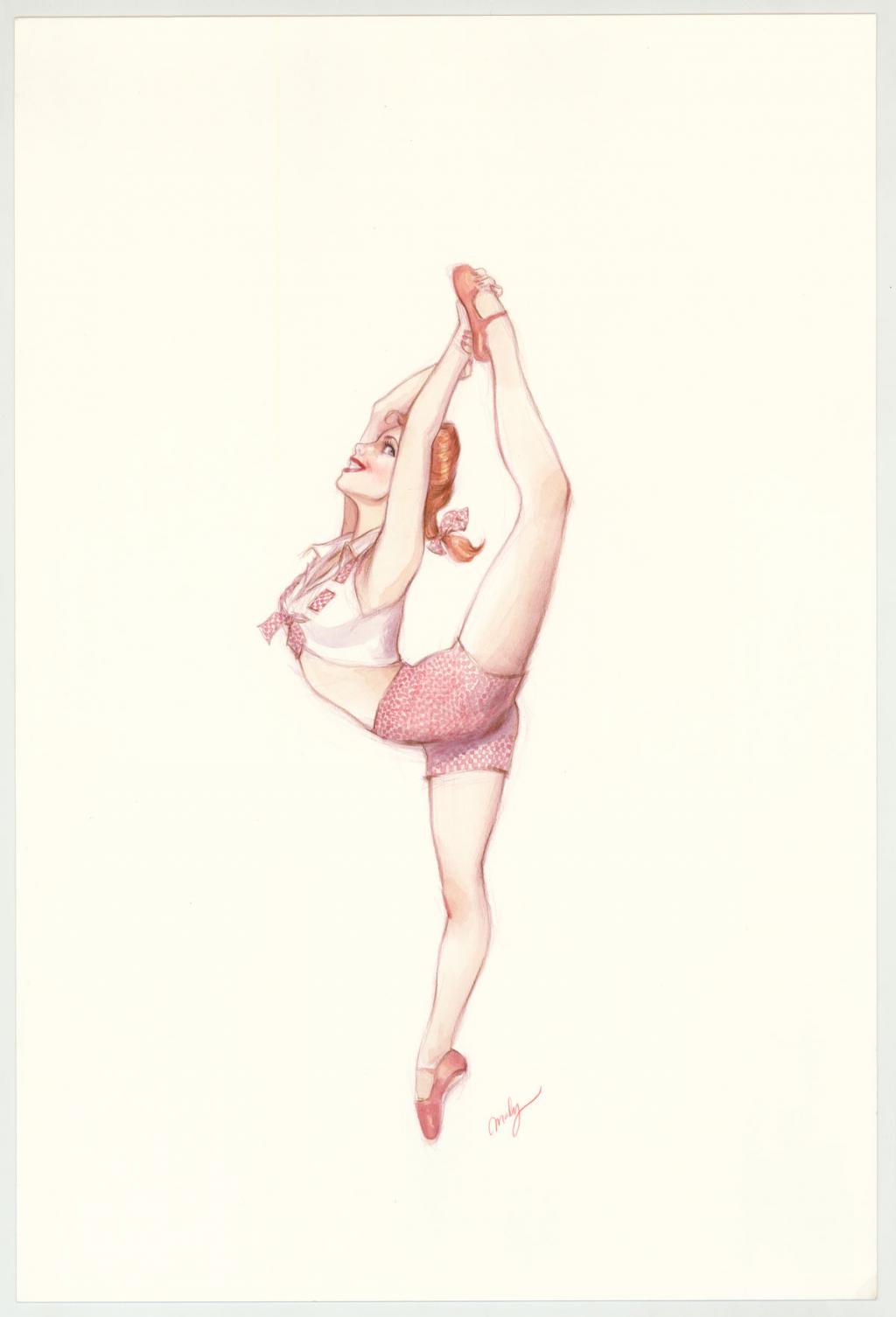 illustration originale intitulée "Rosswell sister 2 (dans la grange) - Maly Siri - Aquarelle et crayon sur papier - 3114