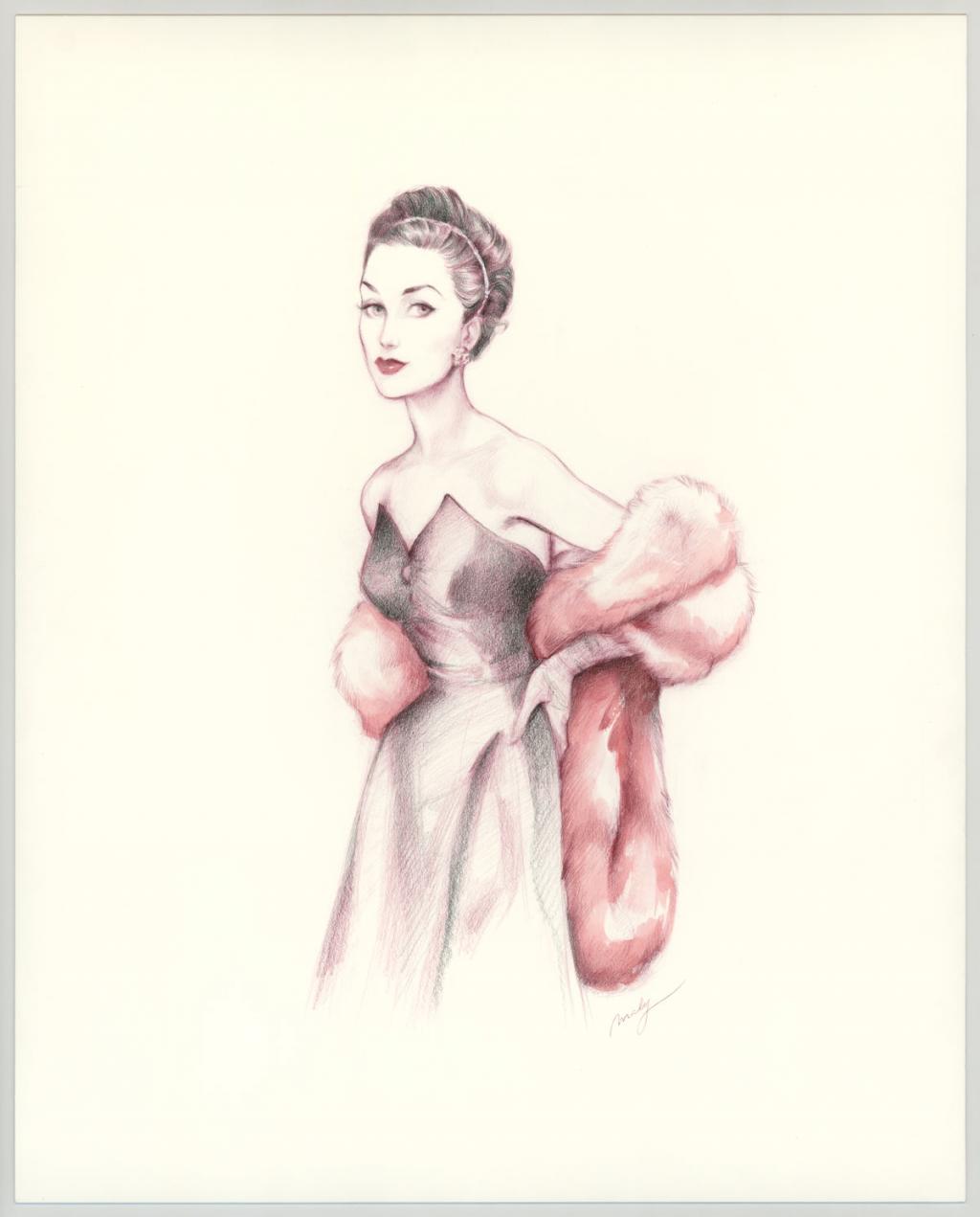 Illustration originale sur papier Art Board,  intitulée "La plus belle pour aller danser - Maly Siri - Aquarelle et crayon sur papier - 3131