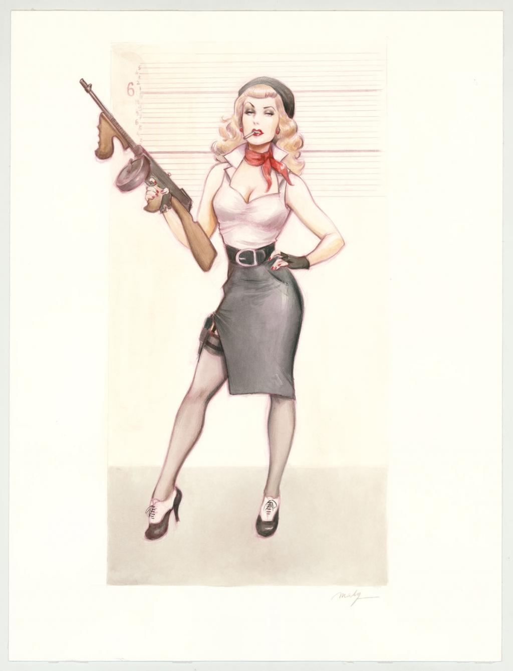 Illustration originale intitulée "Uppercute Jackie - Maly Siri - Aquarelle et crayon de couleur sur papier - 3141